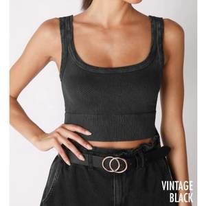 NEW NIKIBIKI wash ribbed cropped top in vintage black